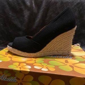 Black wedge heel
